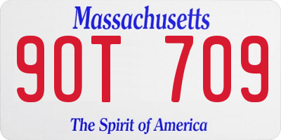 MA license plate 9OT709