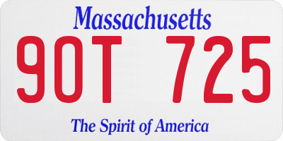 MA license plate 9OT725