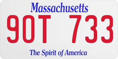 MA license plate 9OT733