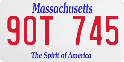 MA license plate 9OT745
