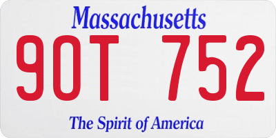 MA license plate 9OT752