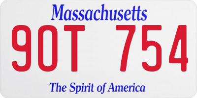MA license plate 9OT754