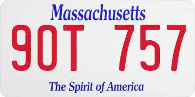 MA license plate 9OT757