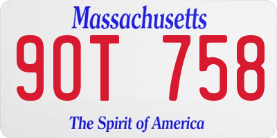 MA license plate 9OT758