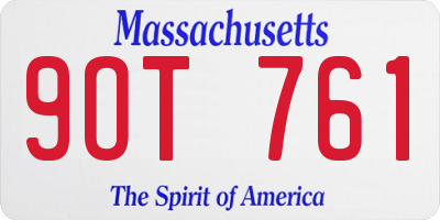 MA license plate 9OT761