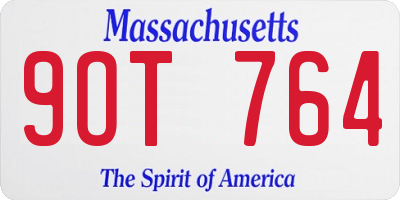 MA license plate 9OT764
