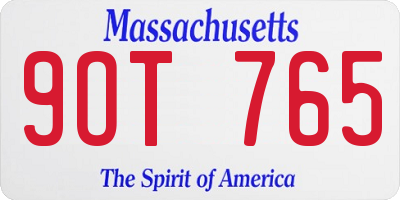 MA license plate 9OT765