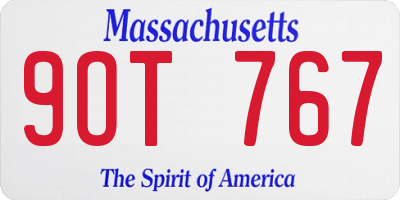 MA license plate 9OT767