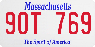 MA license plate 9OT769