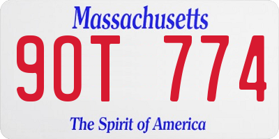 MA license plate 9OT774