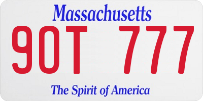 MA license plate 9OT777