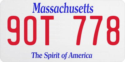 MA license plate 9OT778