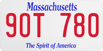 MA license plate 9OT780