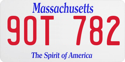 MA license plate 9OT782