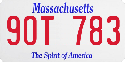 MA license plate 9OT783