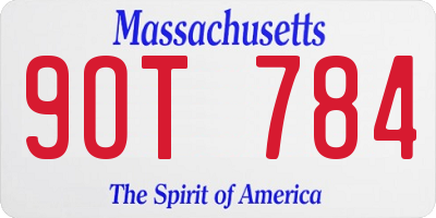 MA license plate 9OT784