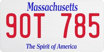 MA license plate 9OT785