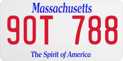 MA license plate 9OT788