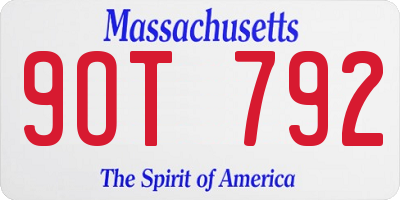 MA license plate 9OT792