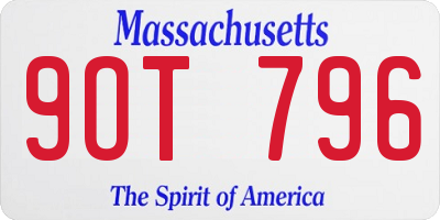 MA license plate 9OT796