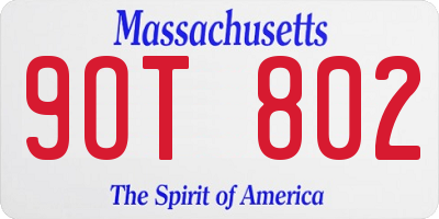 MA license plate 9OT802