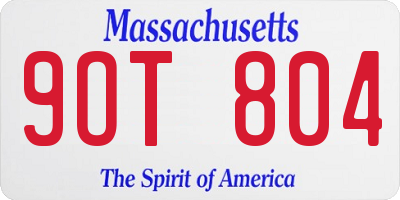 MA license plate 9OT804