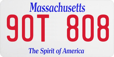 MA license plate 9OT808