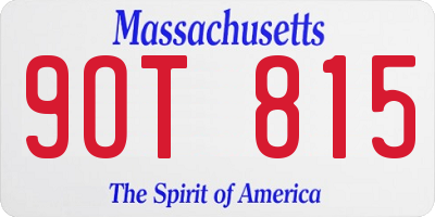 MA license plate 9OT815