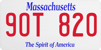 MA license plate 9OT820