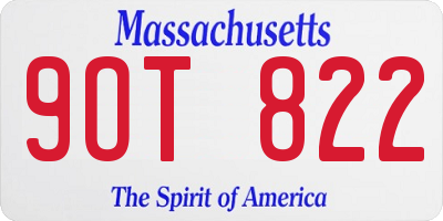 MA license plate 9OT822