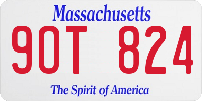 MA license plate 9OT824