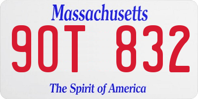 MA license plate 9OT832