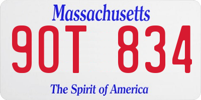 MA license plate 9OT834