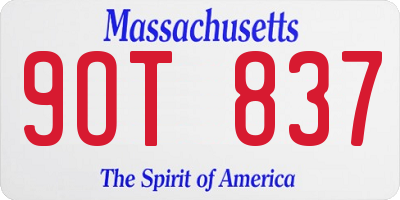 MA license plate 9OT837