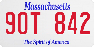 MA license plate 9OT842