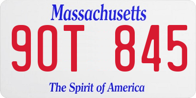 MA license plate 9OT845