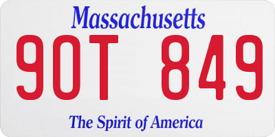 MA license plate 9OT849