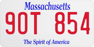 MA license plate 9OT854