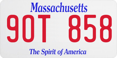 MA license plate 9OT858