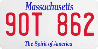 MA license plate 9OT862