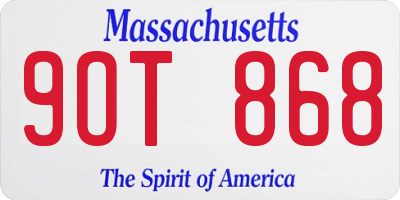 MA license plate 9OT868