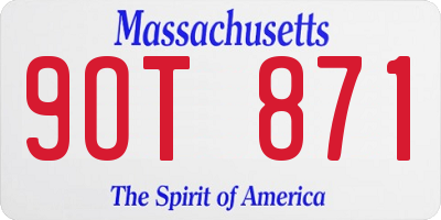 MA license plate 9OT871