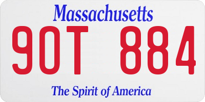 MA license plate 9OT884