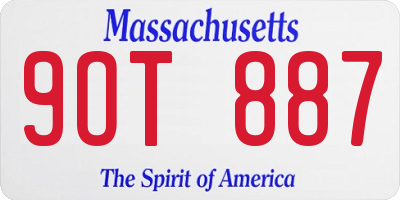 MA license plate 9OT887