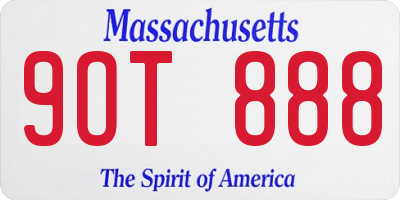 MA license plate 9OT888