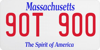 MA license plate 9OT900