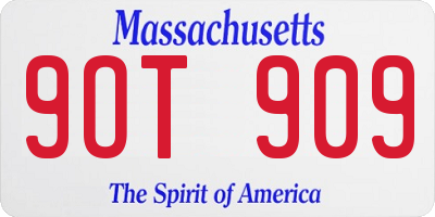 MA license plate 9OT909