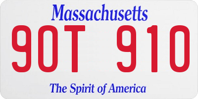 MA license plate 9OT910