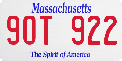MA license plate 9OT922