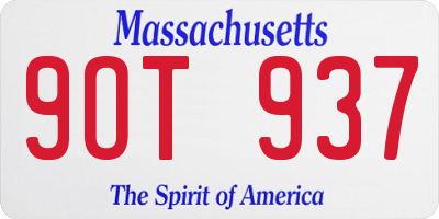 MA license plate 9OT937
